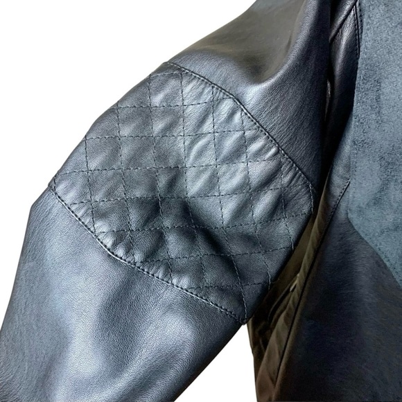 ALFANI Faux Leather and Suede Feel Waterfall Open Front Jacket - Picture 8 of 13